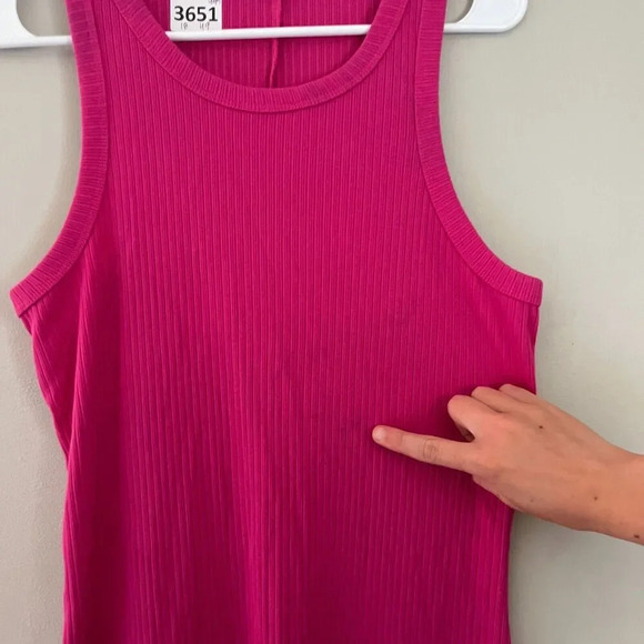 Gap Womens Pink Tank Dress Medium Tall Midi Sleeveless Stretch Pullover Bodycon - Picture 5 of 9